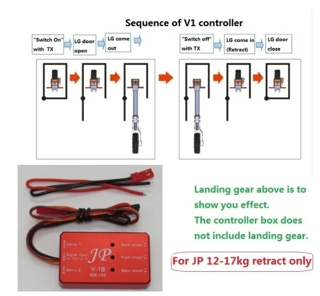 JP Metal Retractable Landing Gear Controller ER120 ER150 V1 & V2 For RC Fixed-wing Aircraft Airplane