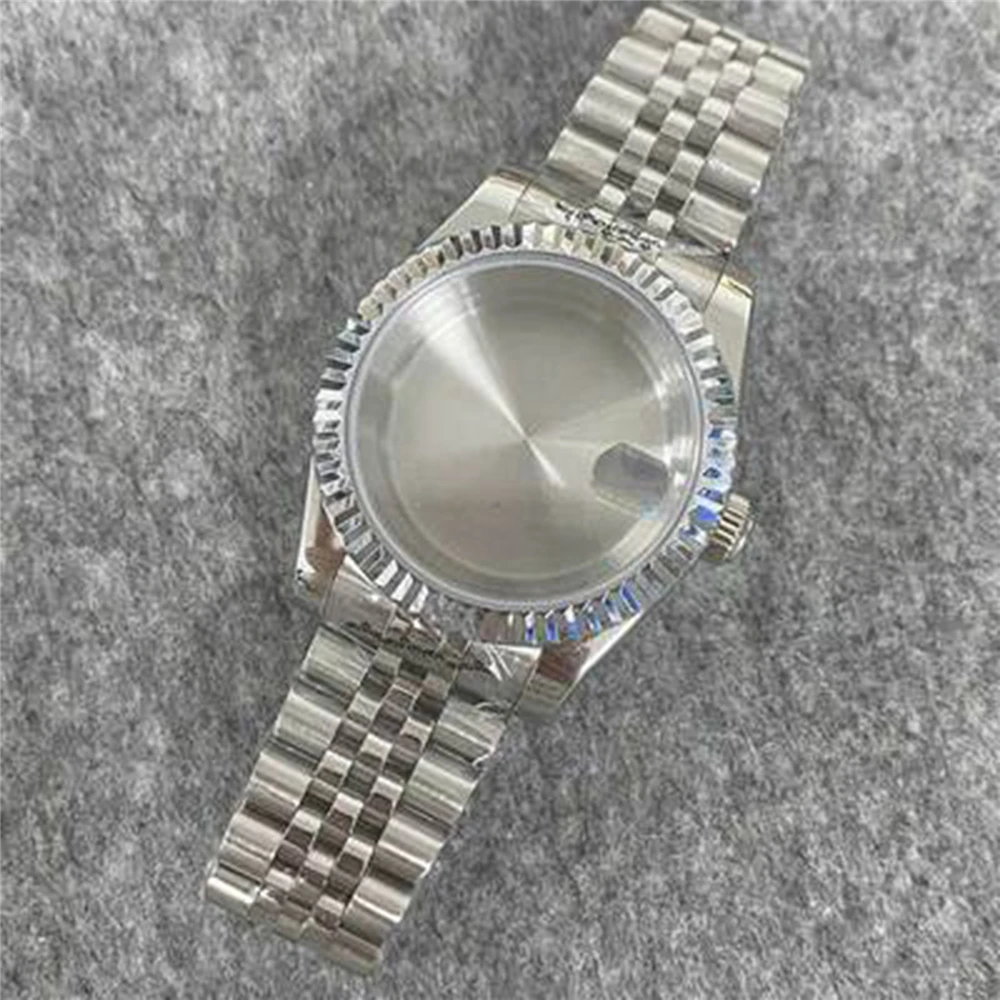 Watch Case + Strap 39mm Stainless Steel Shell for NH35/NH36 Movement Watch Cover Watchband