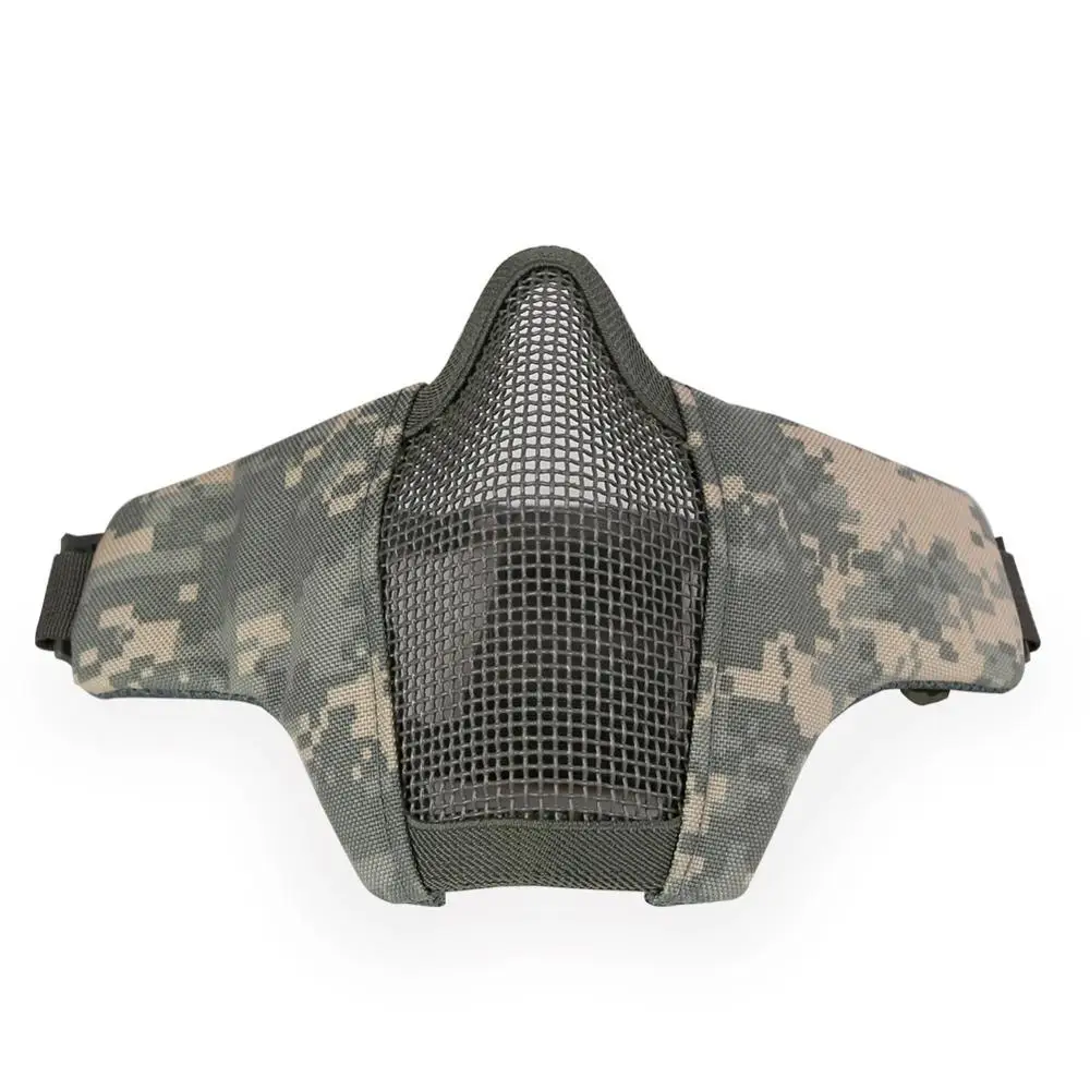 Airsoft Paintball Tactical Half Face Mask Metal Steel Mesh Skull Foldable Ear Protection CS Wargame Hunting Army Military Masks