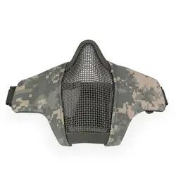 Airsoft-mascarilla táctica de media cara para Paintball, máscara de malla metálica de acero, protección para las orejas, plegable, CS, juego de guerra, Ejército de caza