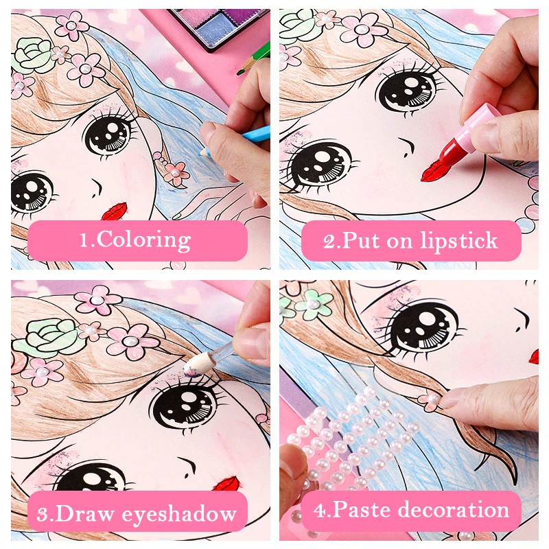 BalleenShiny Child Makeup Painting Set Girl Doodle Cosmetic Toys Princess Beauty Lipstick Eyeshadow Palette Coloring Toy Gift