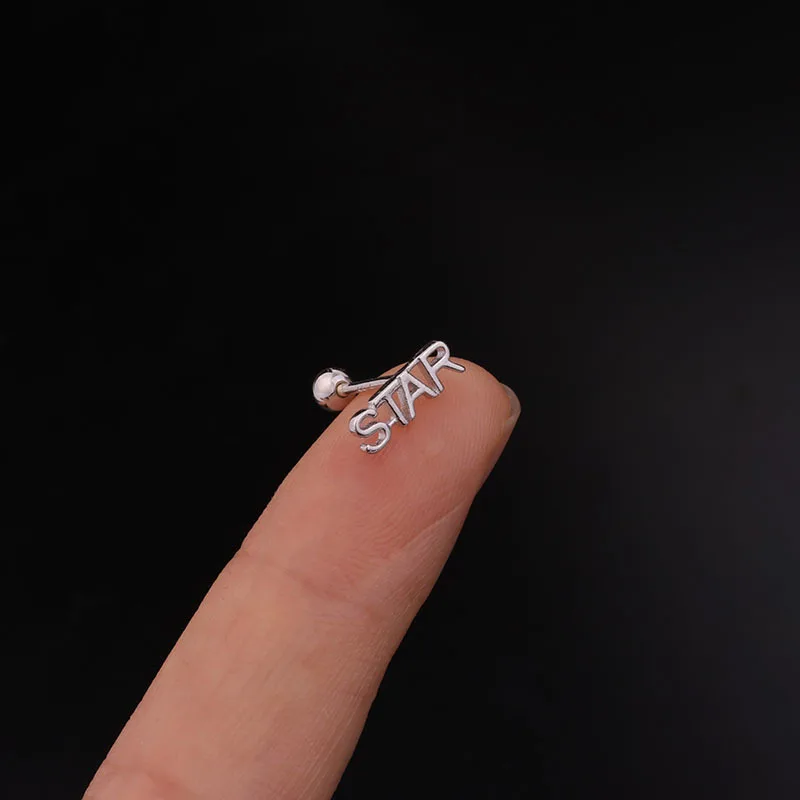1Pc 925 Sterling Silver  Barbell CZ Tragus Diath Cartilage Helix Rook Piercing Earring Ear piercing  Women Fashion Jewelry