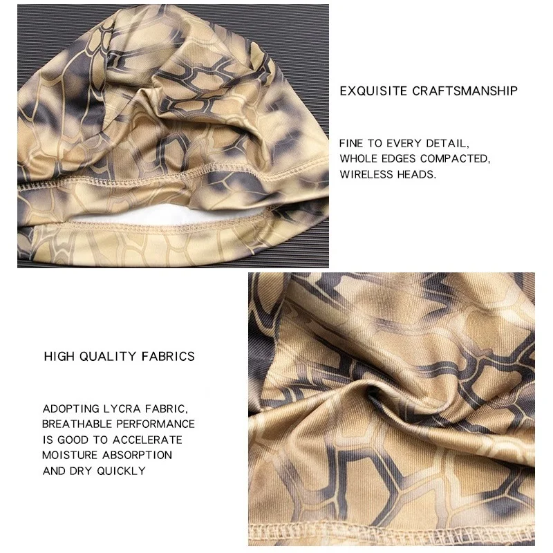 Hot Sale Headgear Outdoor Windproof Sports Caps Quick Dry Python Print Lycra Riding Helmet Cap