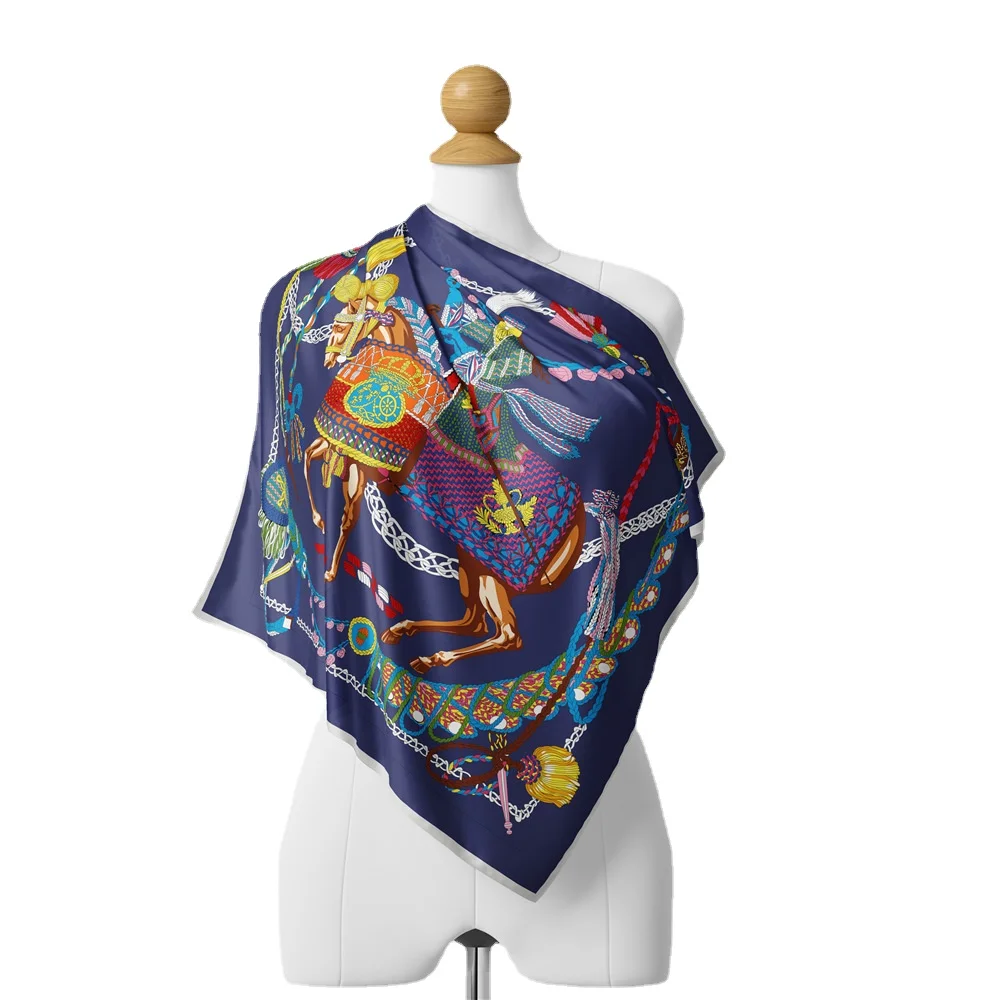 53cm Luxury Square Scarf Design Silk Women Scarf Bandana Headband Fashion Timpanist Hijab Neckerchief 2021 New szalik dla dzieci