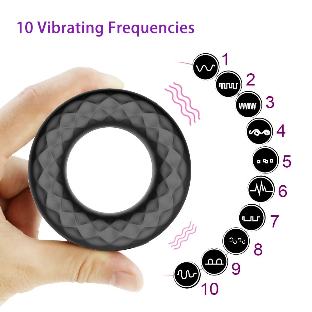 Penis Ring Silicone Double Cockring Vibrating Ring Massager Delay Ejaculation Stimulator Vibrator Couple Adult Sex Toys for Men