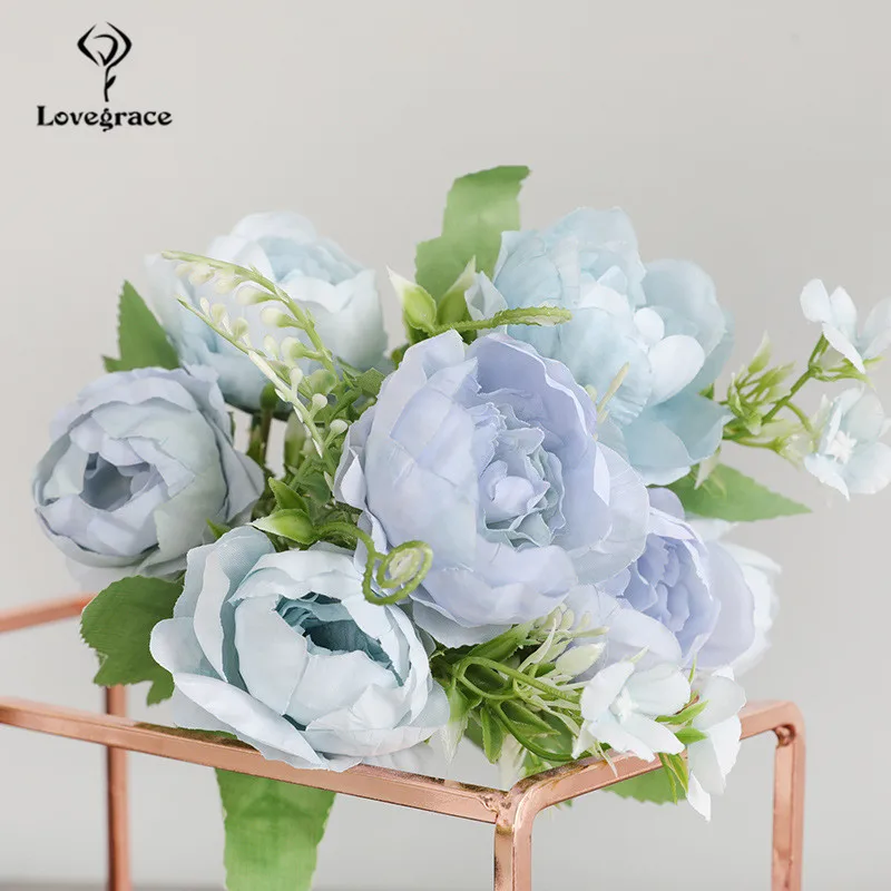 Bouquet de pivoines en soie, 7 pièces/lot, fausses fleurs, pour un mariage, pour une mariée, pour décorer la maison, pour noël