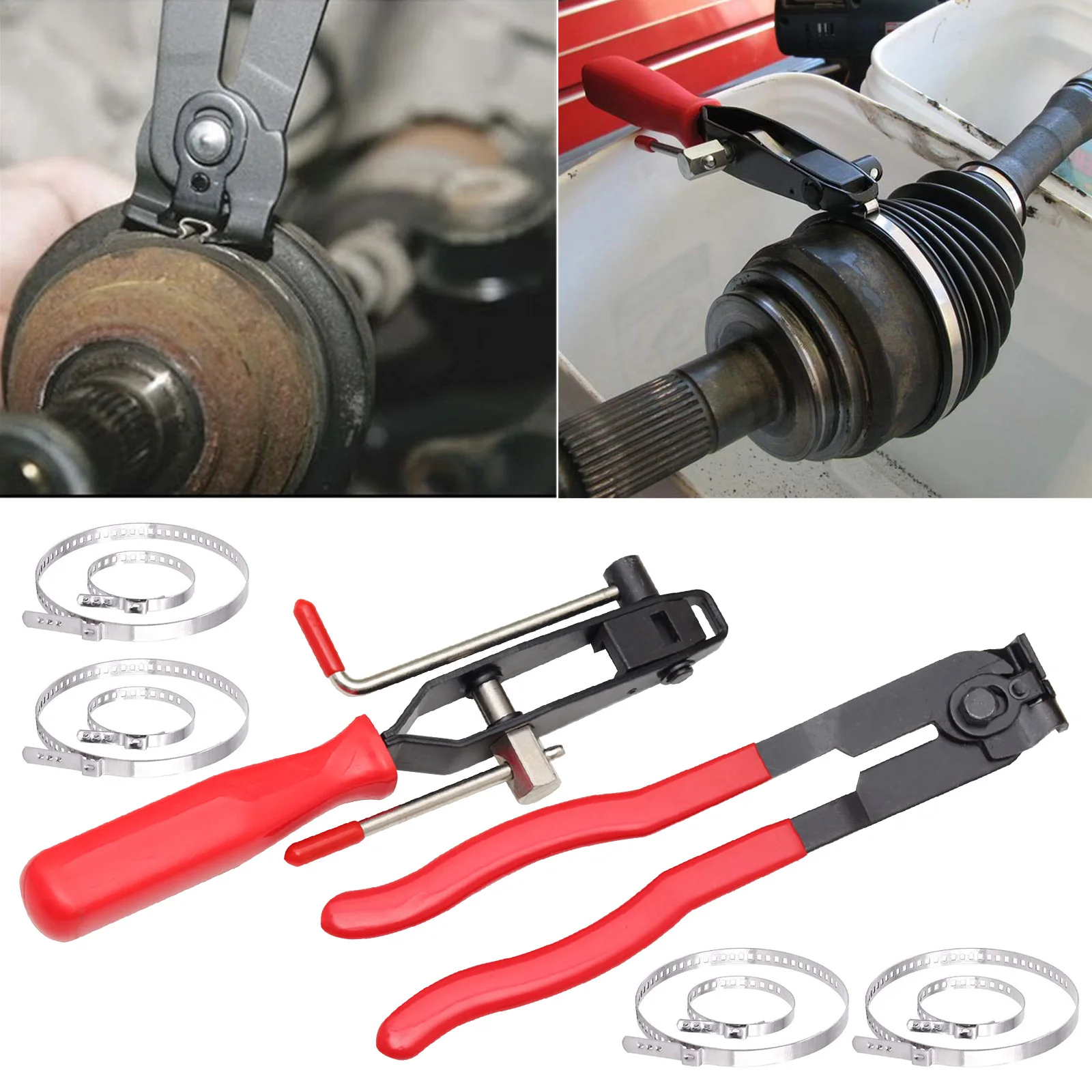 

New 10Pcs CV Joint Boot Clamp Pliers with CV Boot Clamps Kit Ear Boot Tie Pliers Car Band Tool Kit Hose Axle Plier CV Clamp Tool