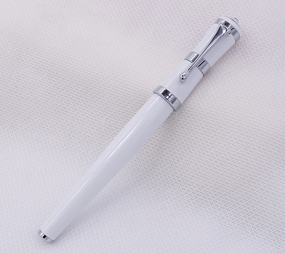 Fuliwen 2051 Metal Rollerball Pen, Fresh Fashion Style Fine Point 0.5mm Beautiful White for Office Home School, Men and Women