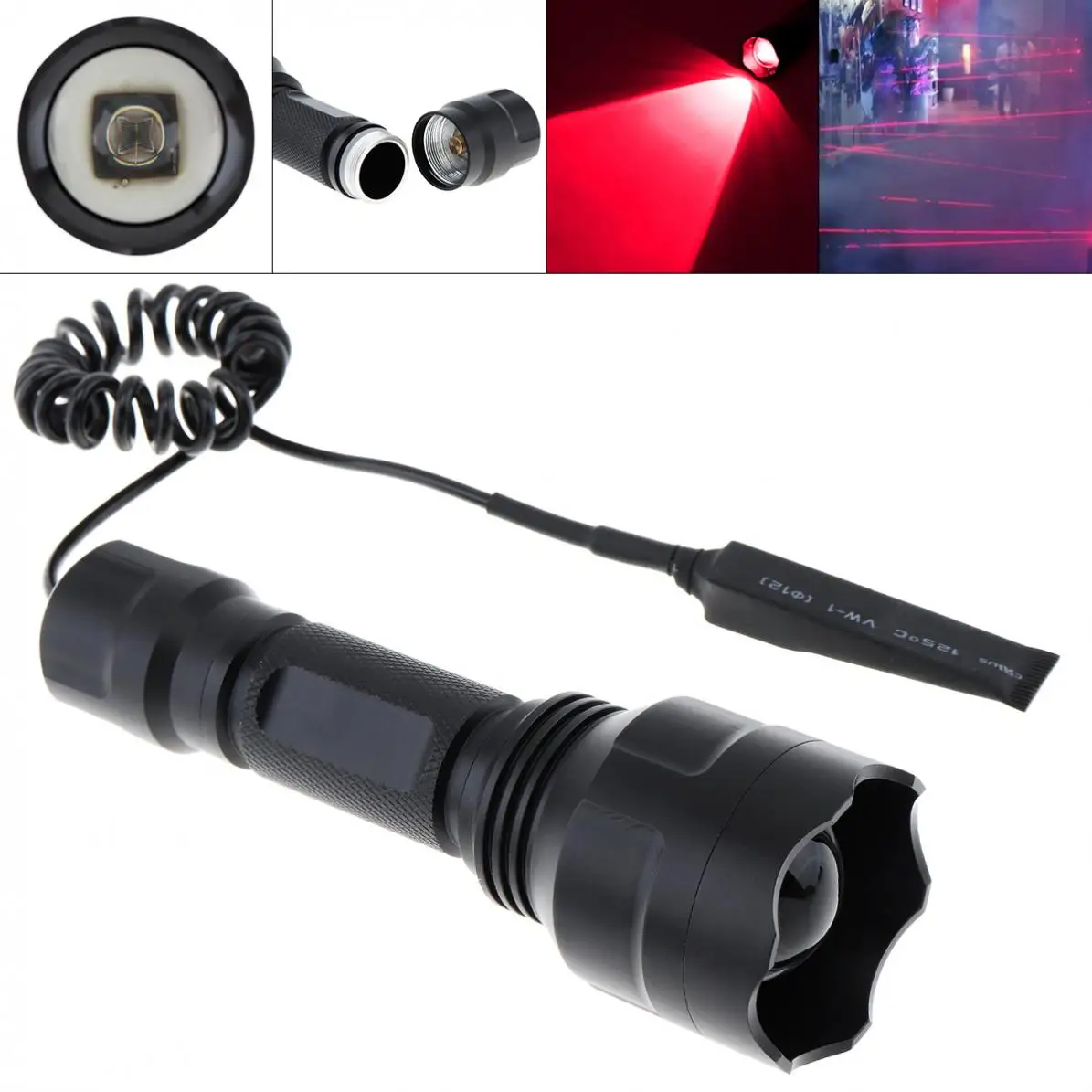 C8 850nm IR 38mm Lens OSLON Zoomable Infrared Light Night Vision Flashlight Torch with Remote Pressure Switch