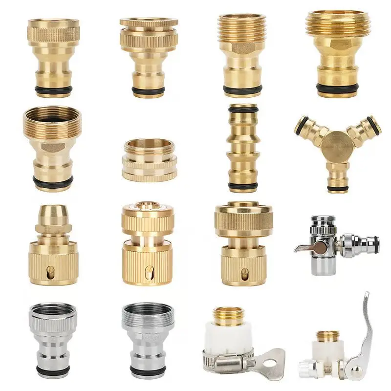 G1/2' G3/4' threaded Faucet Adapter Brass Quick-connect Water Hose Connector Car Garden Wash Water Gun Pipe Faucet Fitting