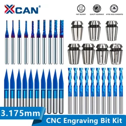 XCAN CNC Router Bit End Mill ER Collet Chuck PCB freze kesicisi oyma Bit düz uçlu mil ağaç İşleme freze araçları