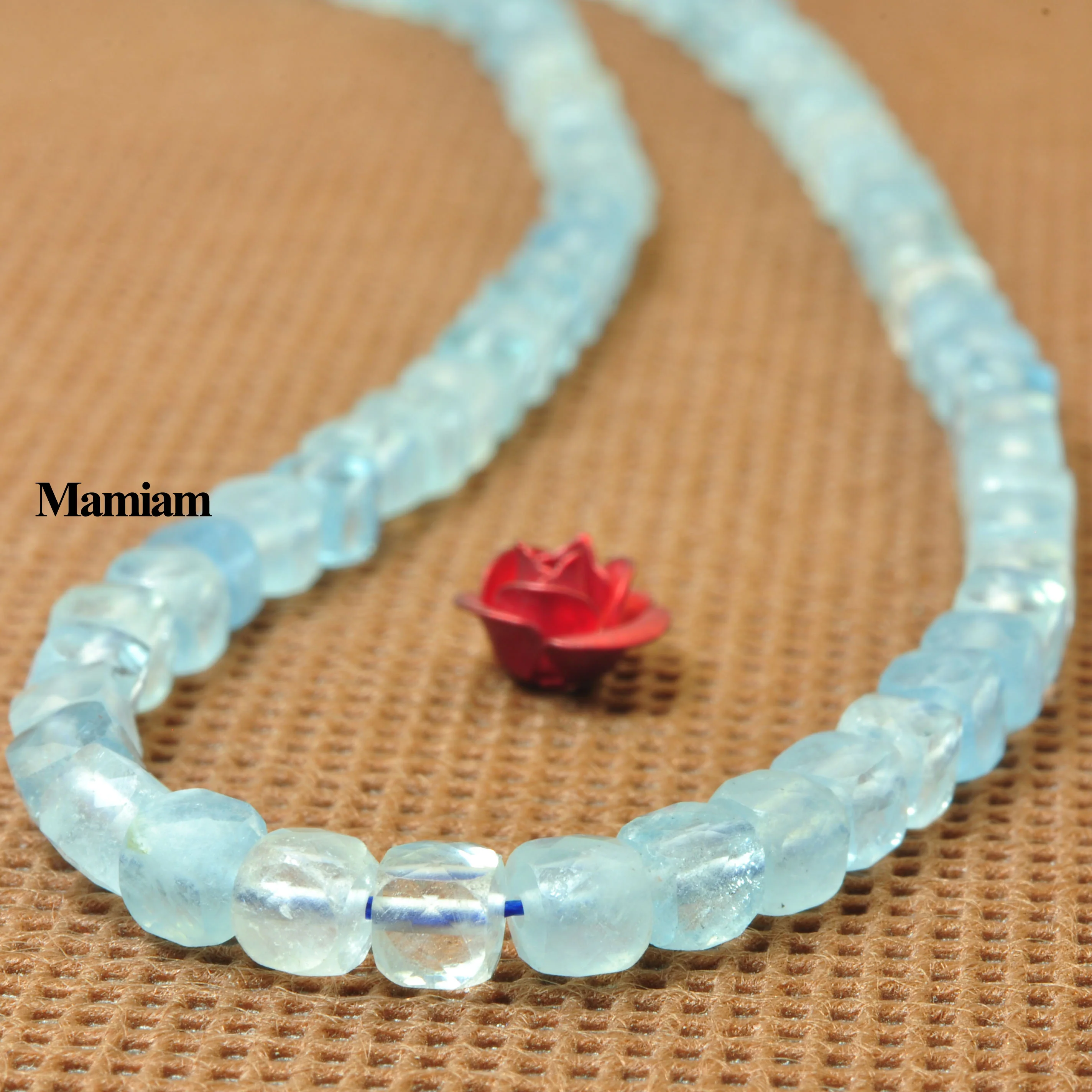 

Mamiam Natural A Blue Aquamarine Faceted Square Charm Beads Stone 3.8mm Gemstone Bracelet Necklace Diy Jewelry Making Design