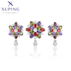 Xuping Jewelry Flower Luxury Fashionable Style Earrings Necklace Sets for Women Party Gift