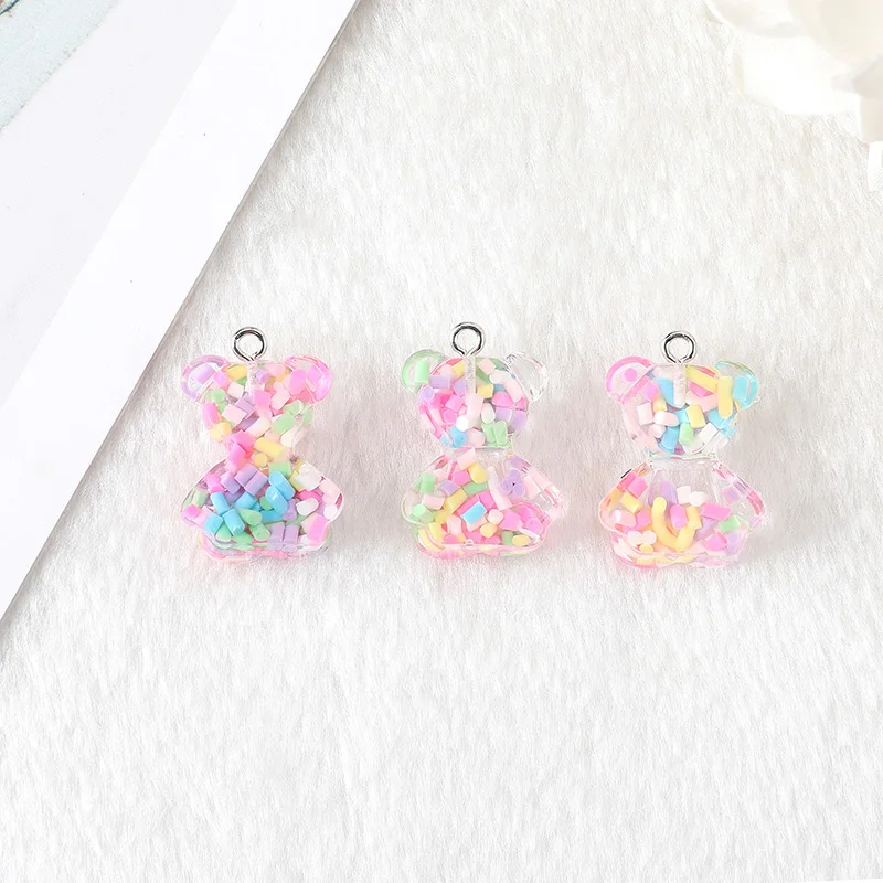 20pcs Multicolors  Gummy Bear Charms Flatback Resin Earring Necklace Keychain Pendant DIY Making Accessories
