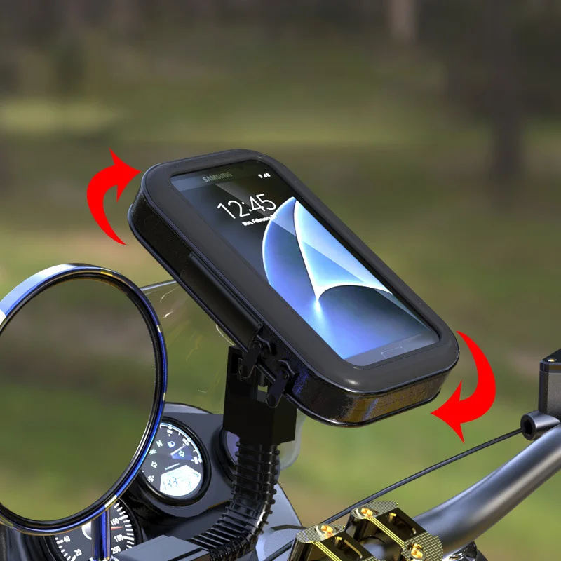 Waterproof Motorcycle Bicycle Phone Holder Bag Stand Mobile Phone bike moto Handlebar Rearview support Mount For iPhone XR 8Plus