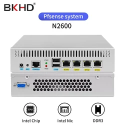 BKHD Firewall Mikrotik Pfsense Dispositivo de seguridad de red VPN Router PC Intel Atom N2600,(4LAN/2USB2.0/1COM/1VGA)