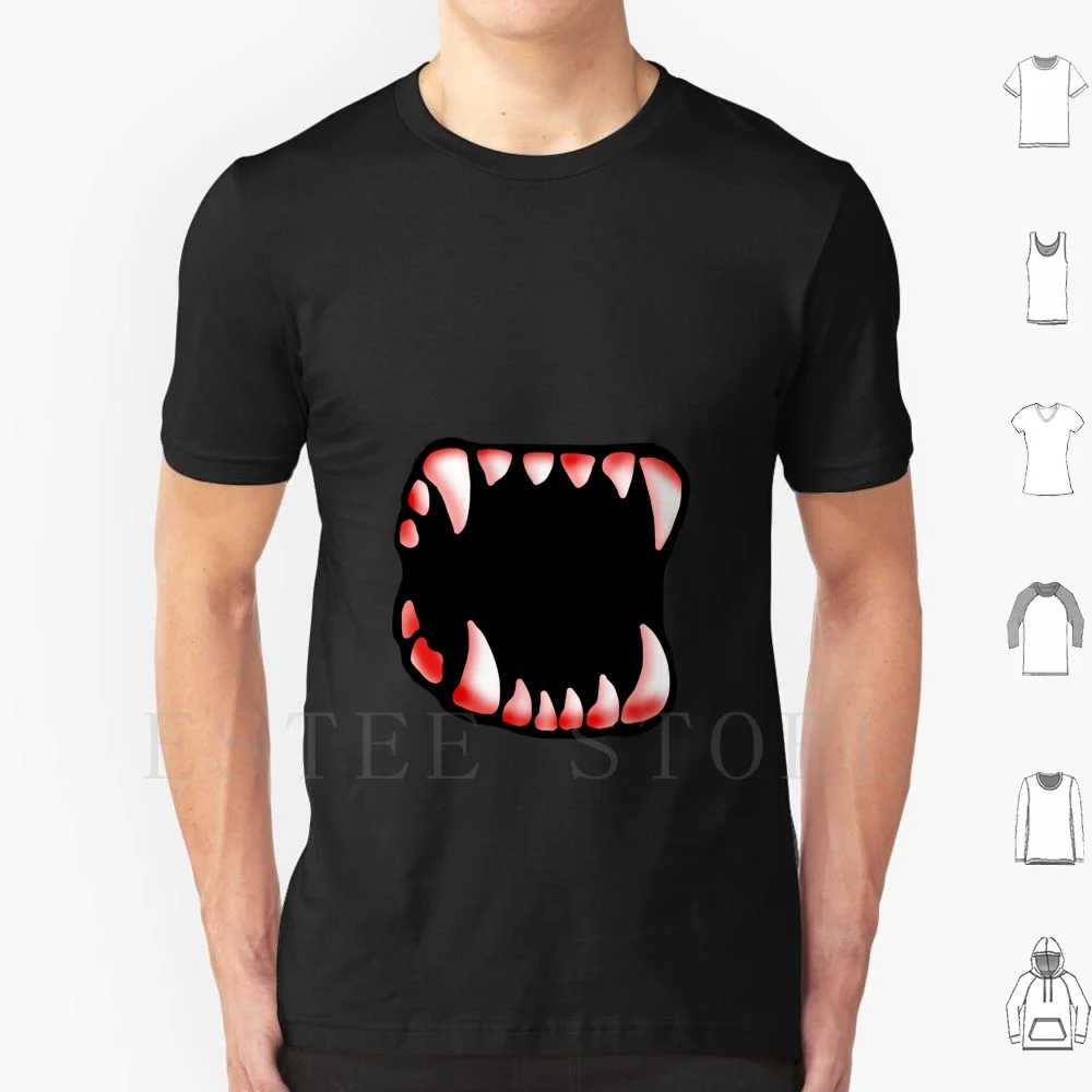 Teeth-Reddened T Shirt Men Cotton 6xl Teeth Tooth Fang Fangs Mouth Sharp Bite Vampire Monster Red Reddened