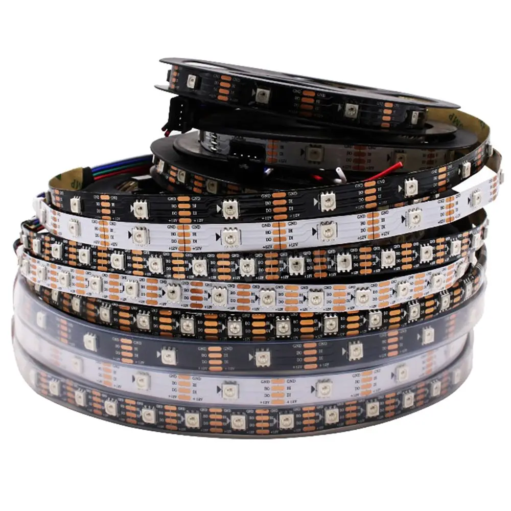 WS2815 (zaktualizowany WS2812B WS2813) pasek pikseli LED RGB SPI indywidualnie adresowalny podwójny sygnał LED 30/60/74/96/144 Leds/m 12V DC