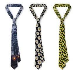 Daisy Printed Men's Ties 8cm Slim Neckties Fashion Shirt Accessories Daily Wear Cravat Wedding Party Gift Neck Ties For Men