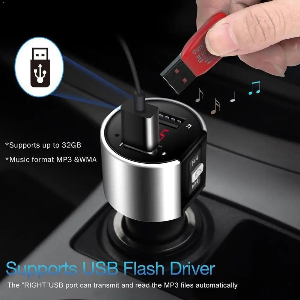 

Car Bluetooth FM Transmitter 5V/ 3.4A Dual USB Ports Charger U-Disk MP3 Player Transmitter Car Hands-free Calling O4R4