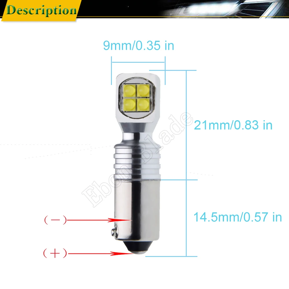 2 x BA9S T4W BAX9S H6W BAY9S H21W Auto LED Light Bulb For Car Indicator Turn Signal Backup Reverse Lamp White Red Amber 12V 24V