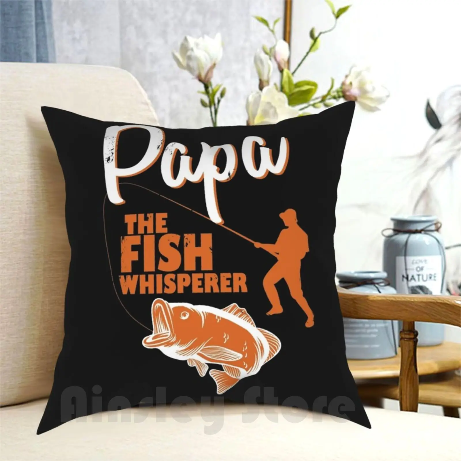 Papa The Fish Whisperer Pillow Case Printed Home Soft Throw Pillow Soccer Mom Soccer Kayaking Hiking Sports Sports