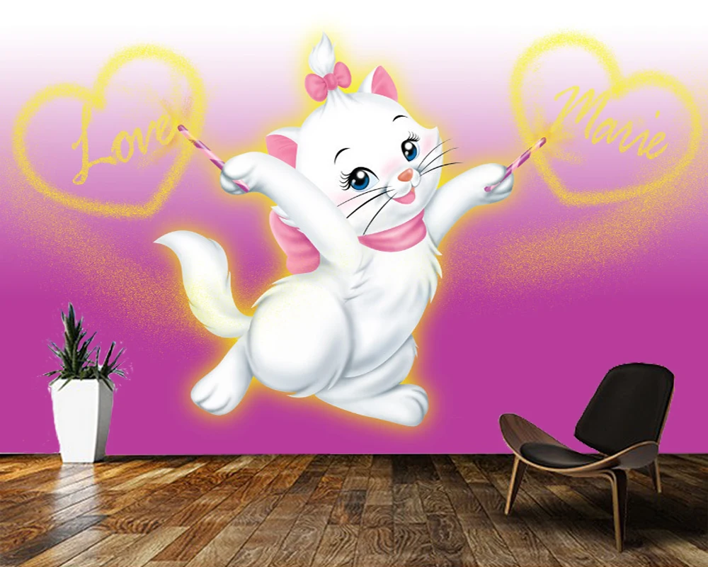 

Custom papel de parede infantil,cartoon Mary cat mural for living room bedroom sofa background wall decoration wallpaper