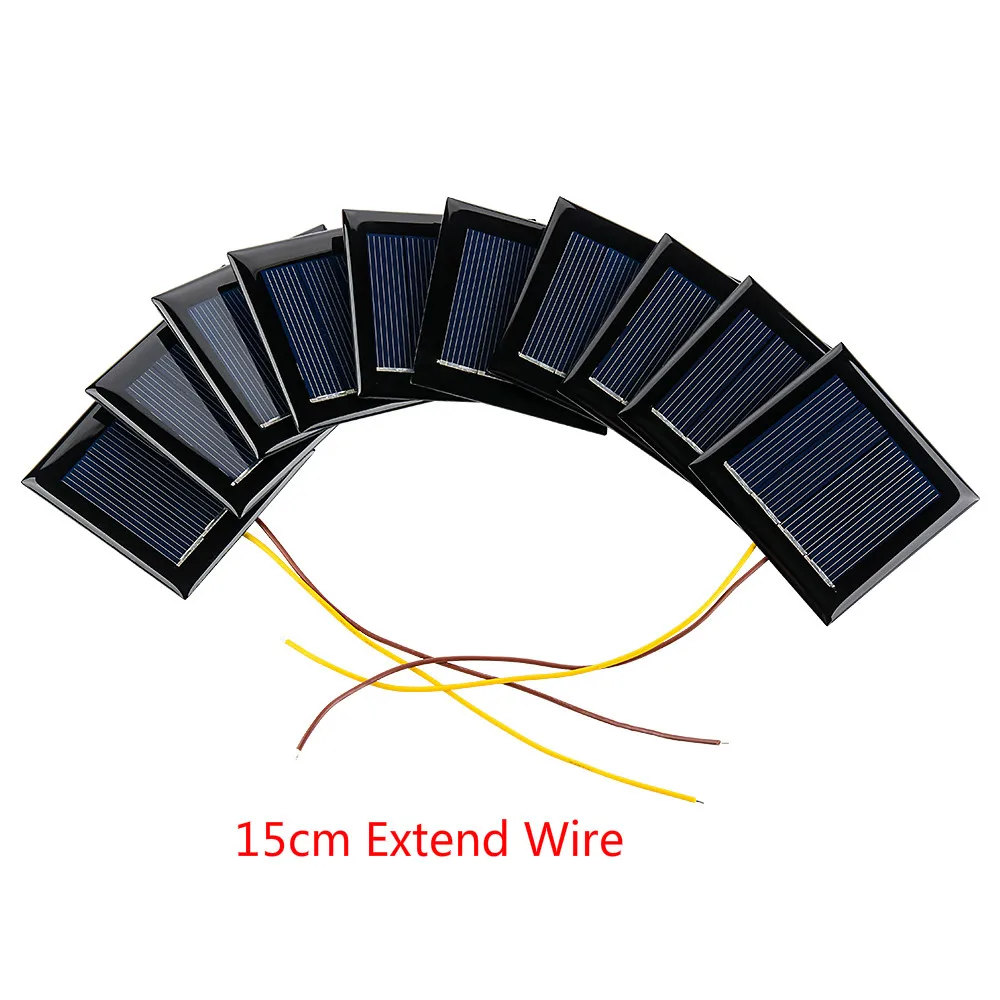 SUNYIMA 10pcs DIY Solar Panels 54x54MM 2V 130MA Photovoltaic Solar Cells With 15CM Wires Power Charger Solars Epoxy Plate
