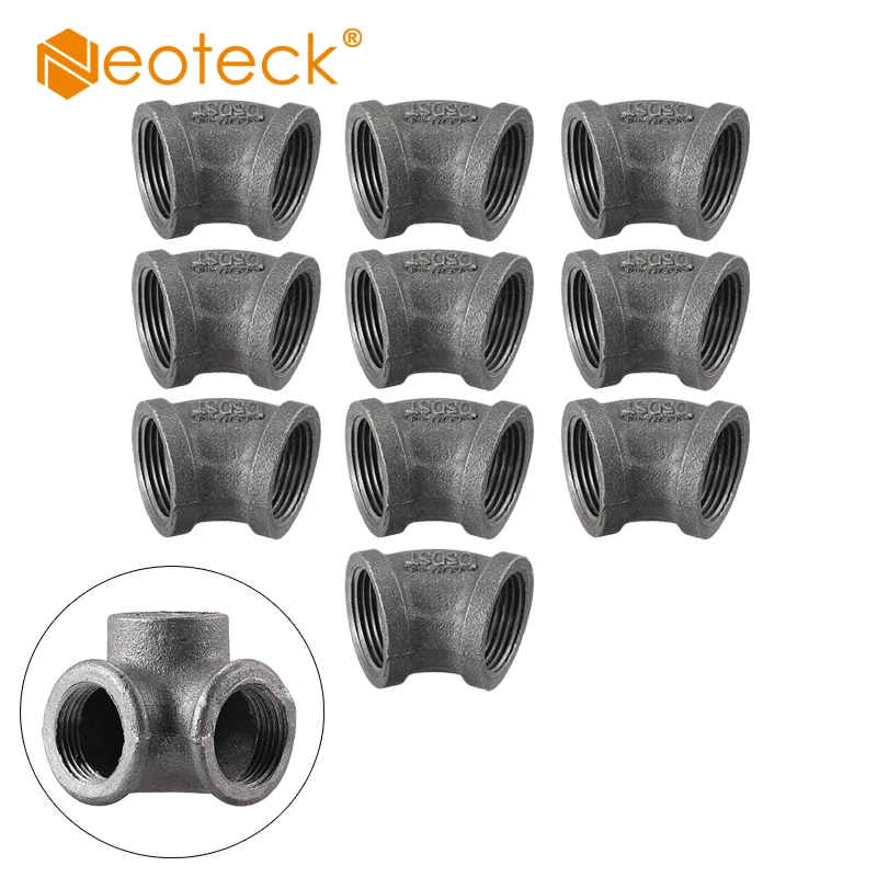 

Neoteck 10Pcs Threaded Iron Pipe Fittings 3/4" Malleable Cast Iron Bookshelves Hanger DIY Tools Hardware Three Types