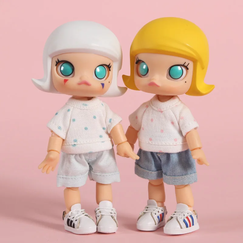 Ob11 doll clothes multicolor ob11 clothes short sleeve sweater T-shirt 1 / 12bjd doll round is a Molly doll bottoming shirt