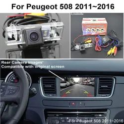 RCA & Original Screen Compatible Adapter For Peugeot 508 2011~2016 Car Rear View Camera Back Up Reverse Camera CCD Night Vision
