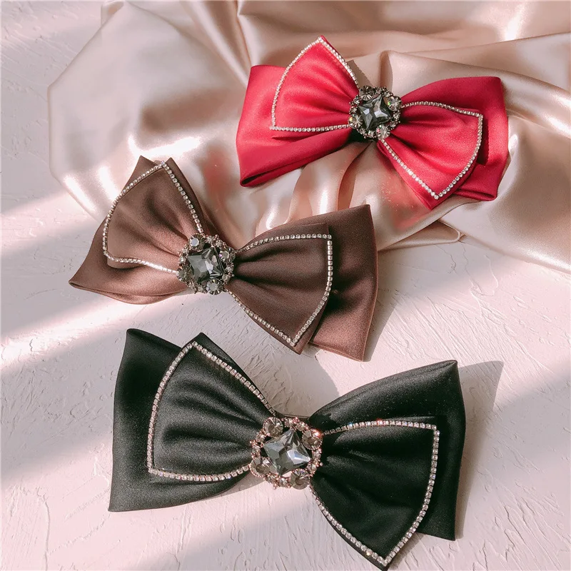 

Women Elegant Fashion Bowknot Hair Clip Headdress Camellia Rhinestone Spring Clip Hairpin Headwear Handmade Hari Accessories