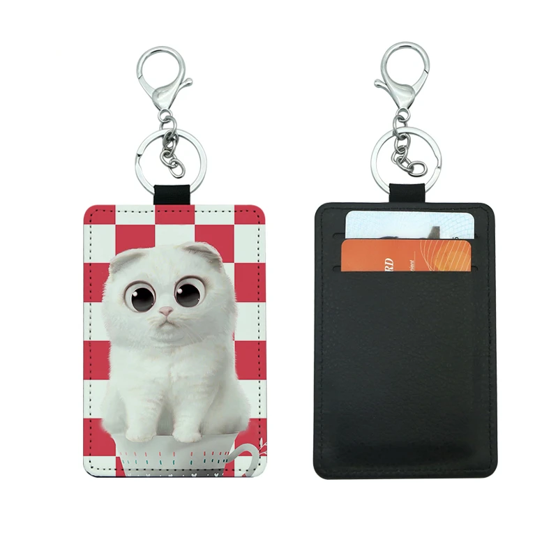 10pcs/lot Blank Sublimation Leather Card Bag Holder Key Chain Tag  Heat Transfer Printing Blank Consumables DIY
