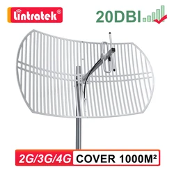 Antena de grade de alto ganho Antena externa 20dBi Impulsionador de sinal de telefone móvel Amplificador celular Uso para 2G GSM 3G LTE 4G, Repetidor