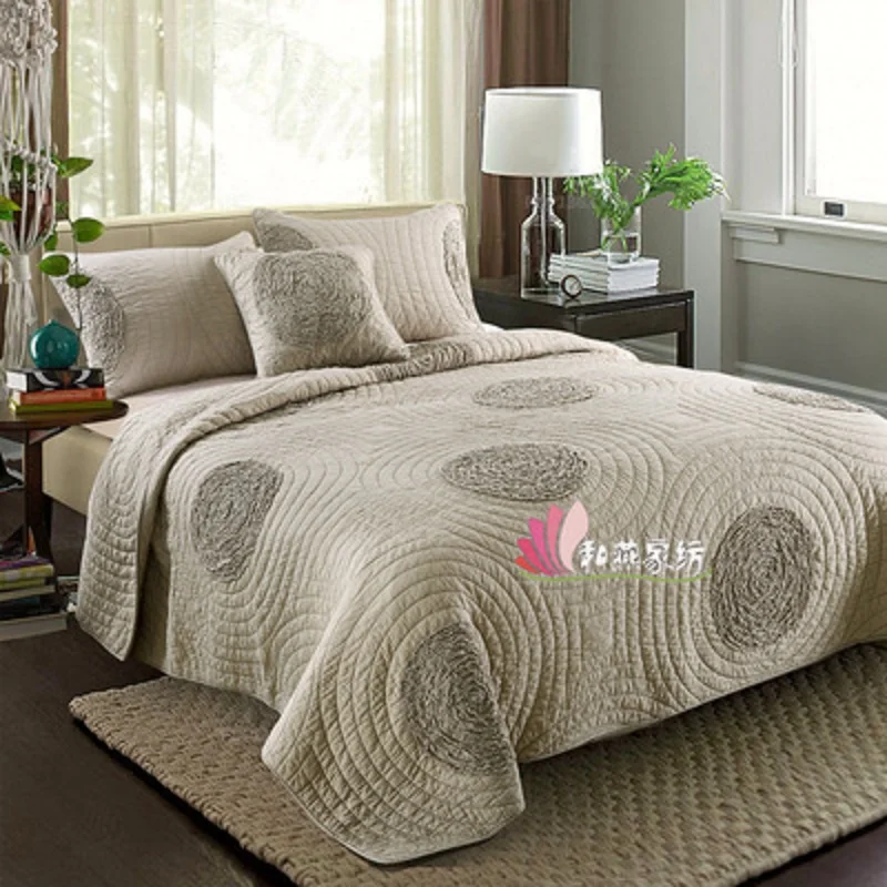 100% cotton material 1* bedspread 2 *pillowcases simple style Quilt Set Queen Quilted Bedspreads Comfortable luxury blanket