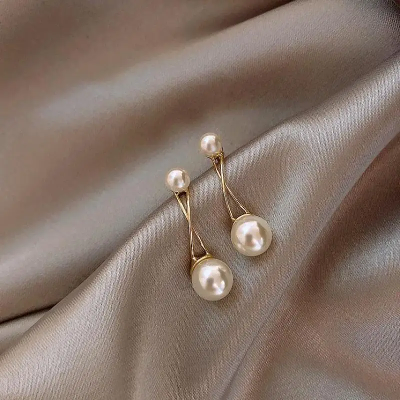 S925 Silver Needle Cross Imitation Pearl Simple Temperament Fashion Earrings Personality Wild Women Earrings Jewelry Accessories