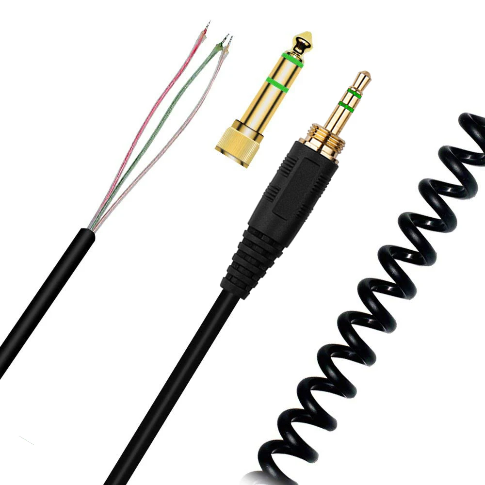 Cable de extensión de repuesto para auriculares, Cable en espiral para Audio-Technica, ATH-M20, ATH-M20X, ATH-M30, ATH-M30X, ATH-M50, ATH-M50S