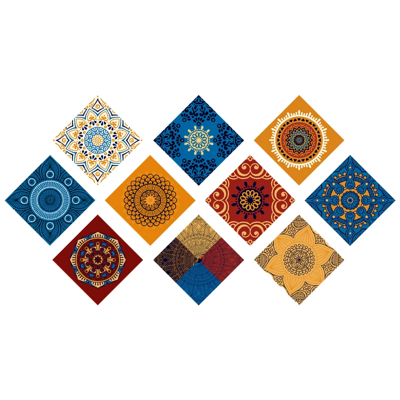Traumblauer Wandaufkleber im Mandala-Stil mit mattierter Oberfläche, rutschfeste Fliesen-Dekorationsfolie für Fliesen/Boden in Küche, Badezimmer, Kunstwandbild – Detail 37