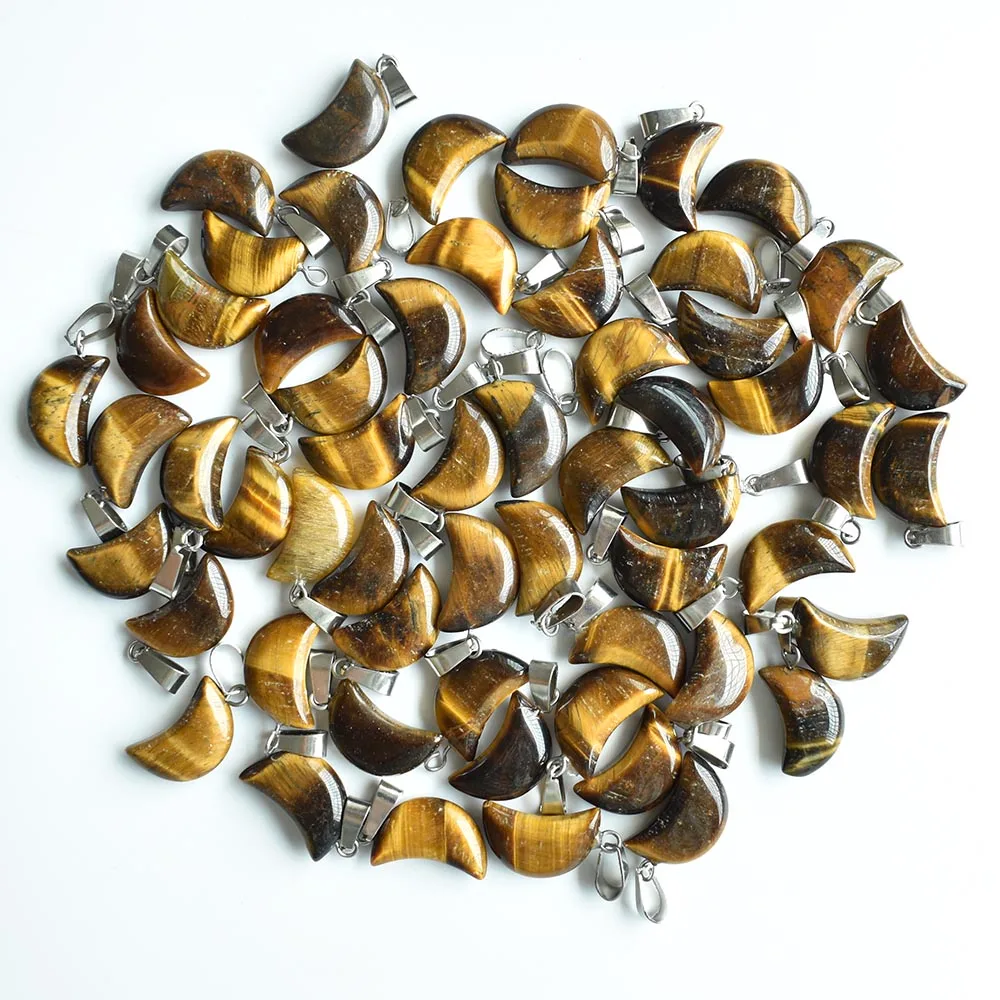Hochwertige, sortierte Anhänger in Halbmondform aus Naturstein für die Herstellung von DIY-Schmuck. Großhandel 50 Stück/Los kostenlos. – Detail 9