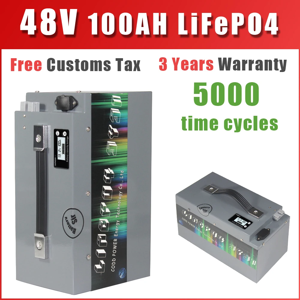 48V 100AH LiFePO4 Lithium Iron Phosphate Battery With BMS For Electric bicycle Scooter Golf Cart