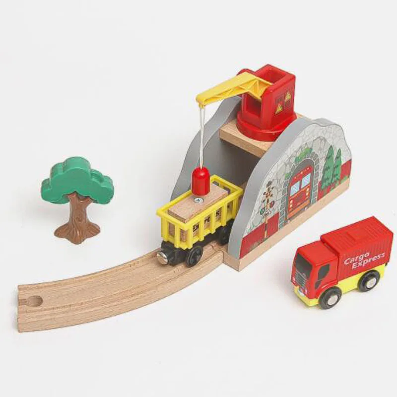 ALL Kinds Of Crane Compatible Biro Wooden Train Track Railway Accessories Move Crane House Tender Educational Toys