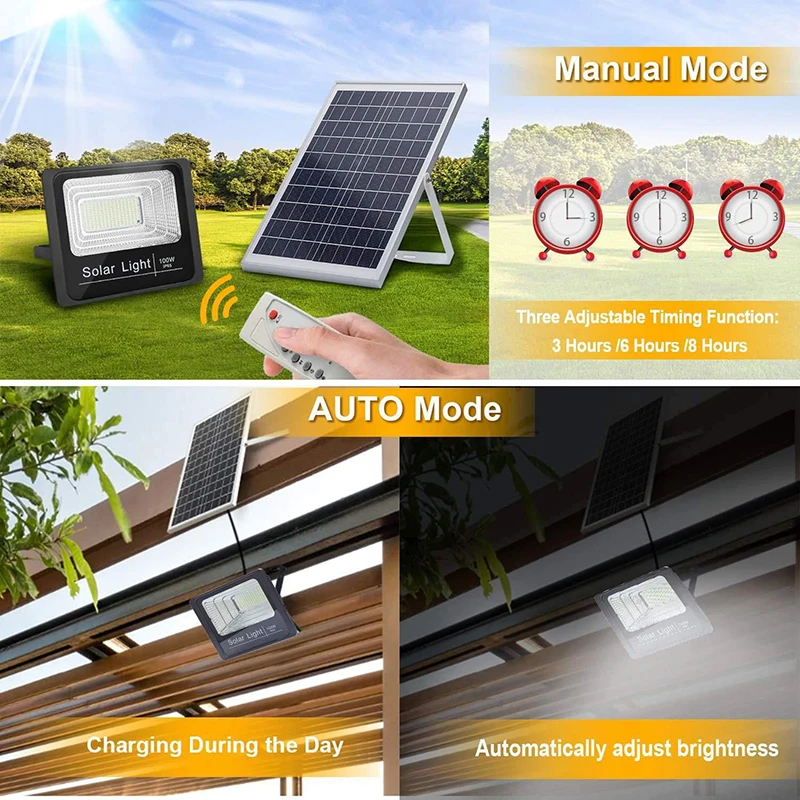 Solar LED Street Light Projection Range Far Remote Control Highlight Lamp Bead Lighting Waterproof Outdoor Garden Party Lamp
