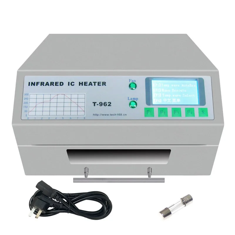 110V/220V 800W Desktop Reflow Oven T-962 Infrared IC Heater Soldering Machine 180 x 235mm T962 for BGA SMD SMT Rework