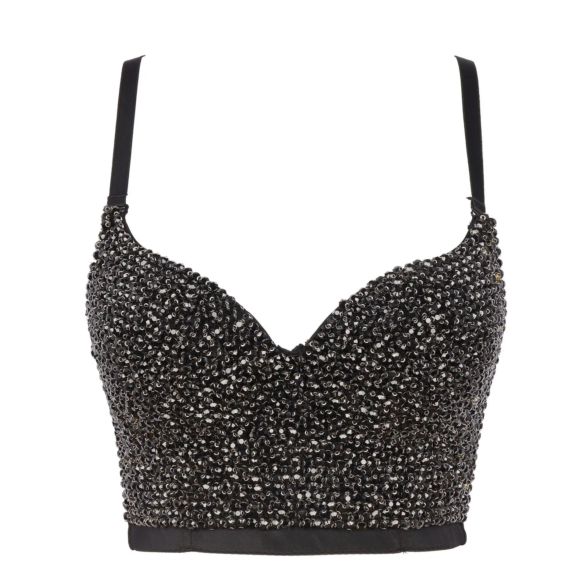 Imagem -06 - Sutiã Bustier Sexy com Pérolas para Mulheres Colete Estilingue Cortado Colete Bling Beading de Diamante Feito à Mão Moda Jóia Alta Qualidade