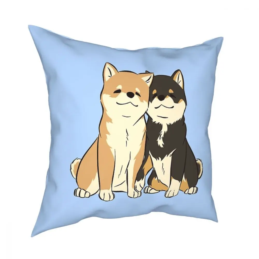 Квадратный чехол для подушки с изображением щенка Сиба-ину, подушки из полиэстера для дивана, Симпатичные винтажные наволочки с изображением животных, домашний декор