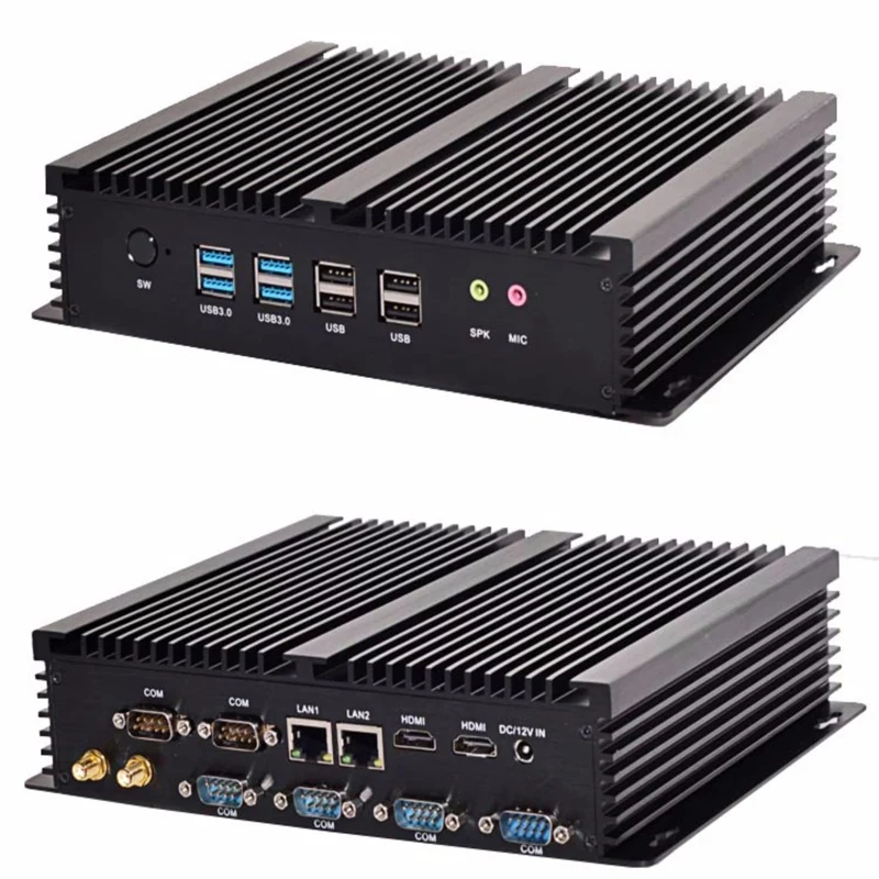 

Fanless Industrial Mini PC Core i7 4500U i5 4200U i3 5005U Window 10 Linux 6xRS232 Dual NIC 2xHD 4G LTE WiFi 8xUSB