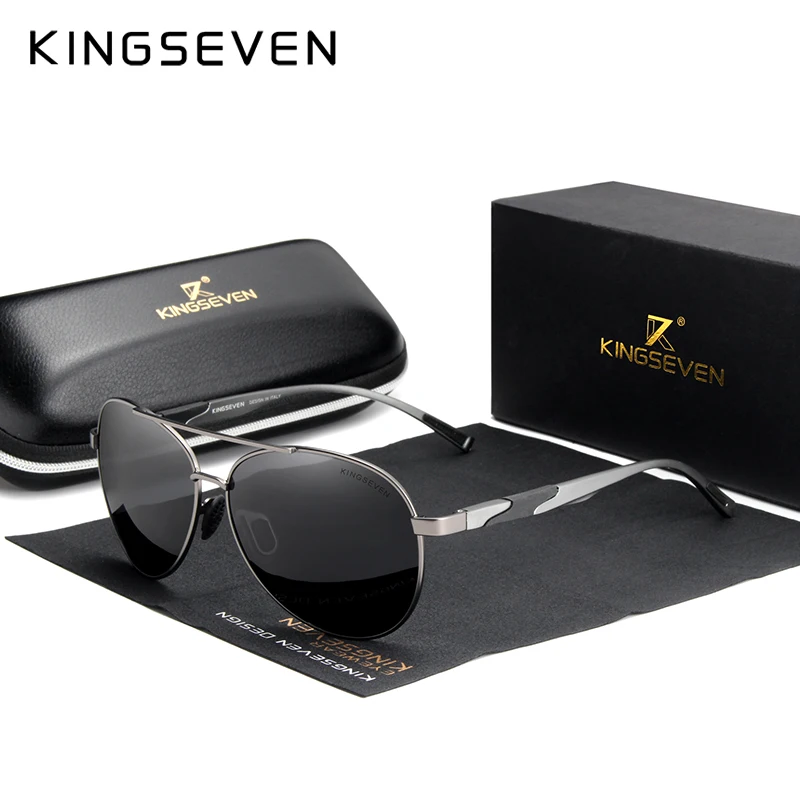 3PCS Combined Sale KINGSEVEN Brand Design Sunglasses Men Gray Polarized Mirror Lens UV Protection Oculos De Sol