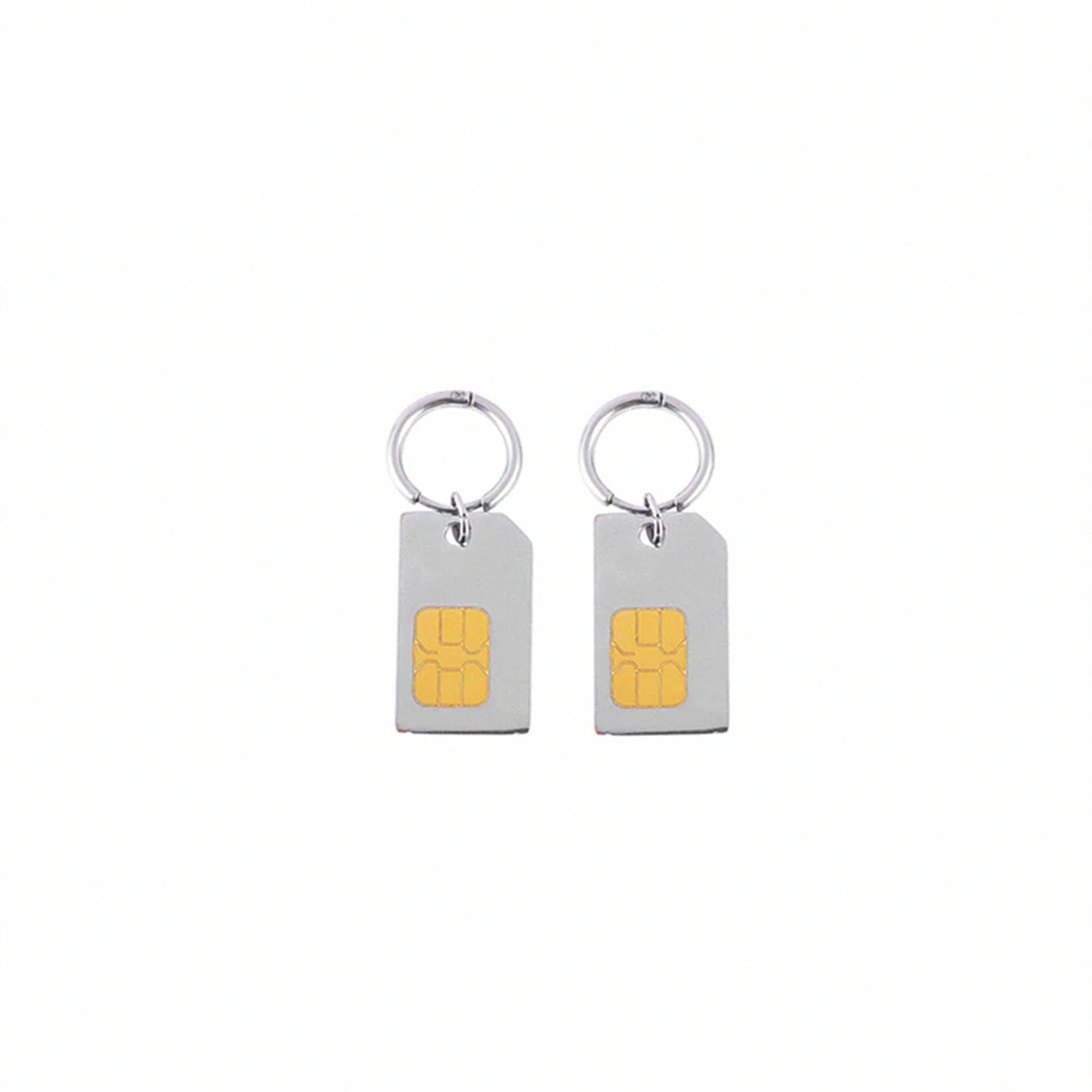 Stainless Steel Creative SIM Phone Card Earrings Unique Design Metal Chip Hip Hop Style Men And Women Jewelry