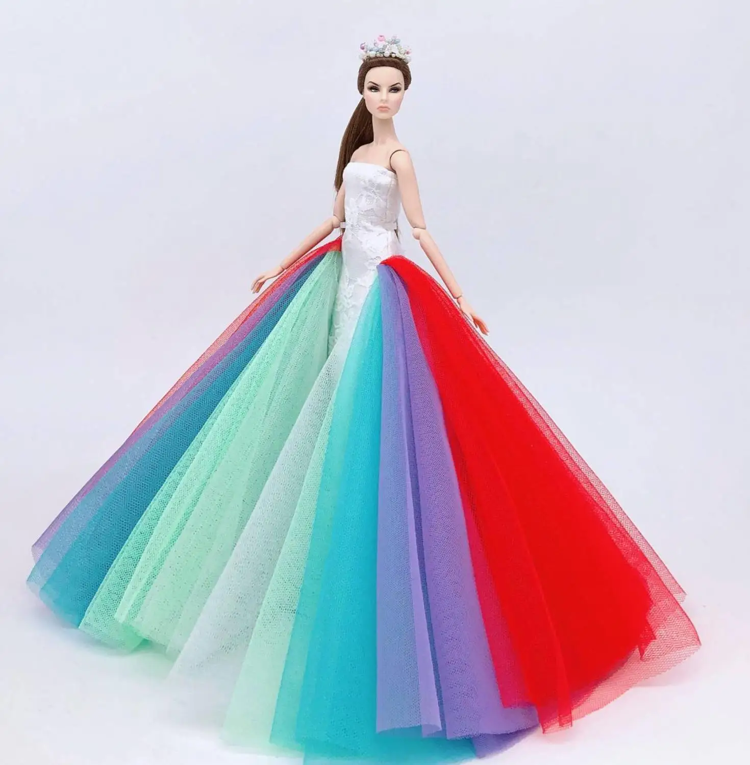 genuine for princess clothes for barbie doll dress bjd 1/6 doll accessories clothing party gown barbie wedding dress