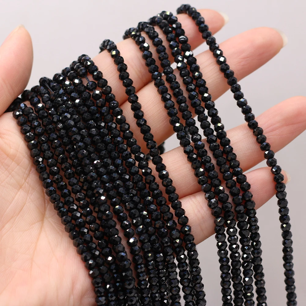 

Natural Stone Beads Faceted Black Spinel Spacer Beads High Quality for Jewelry Making DIY Necklace Bracelet Crafts 3x4mm